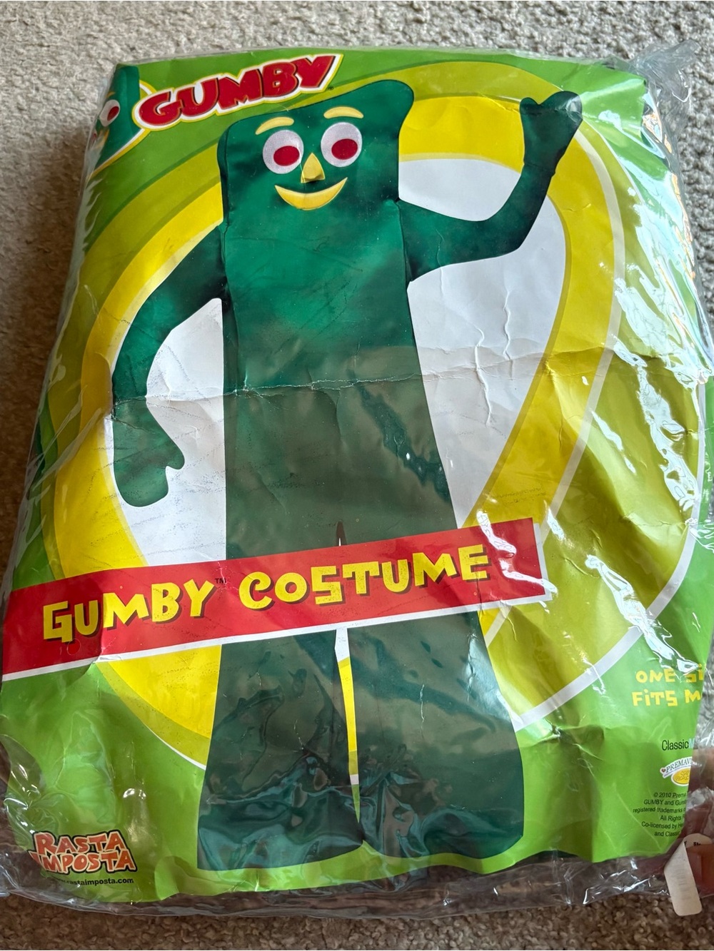 Vintage Gumby Adult Costume One Size Men’s Women’s Halloween Green